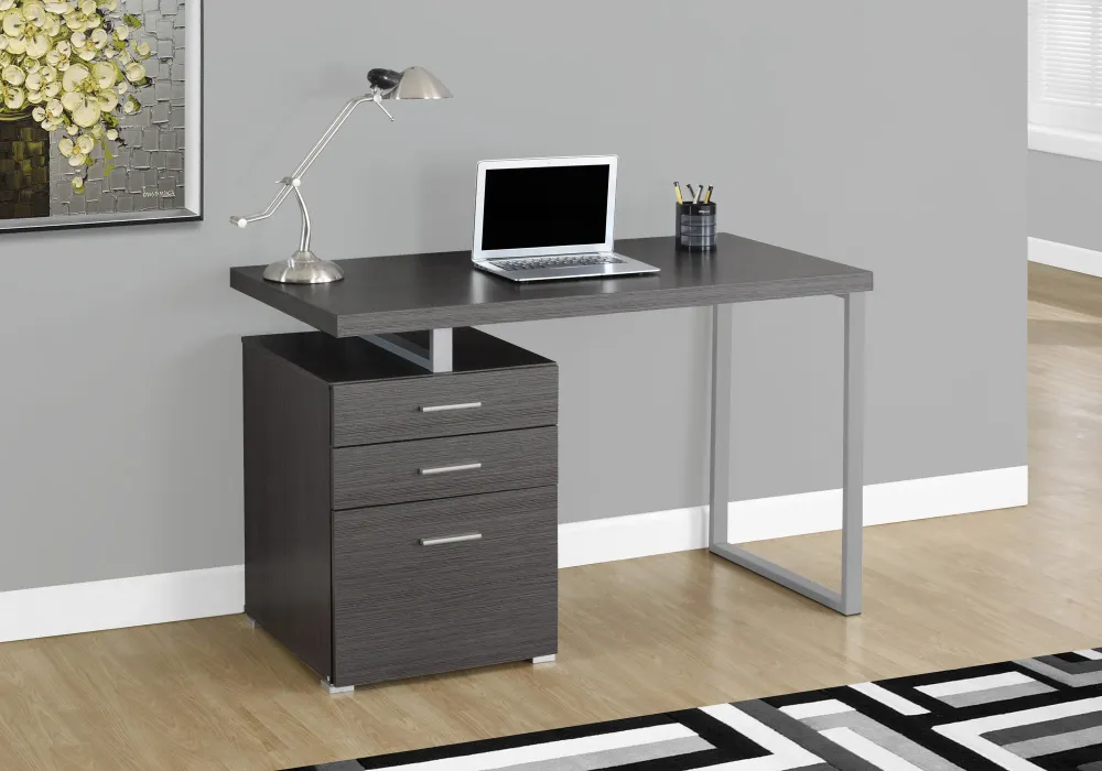 BUREAU D'ORDINATEUR - 48"L / GRIS ORIENTATION GAUCHE OU DROITE
