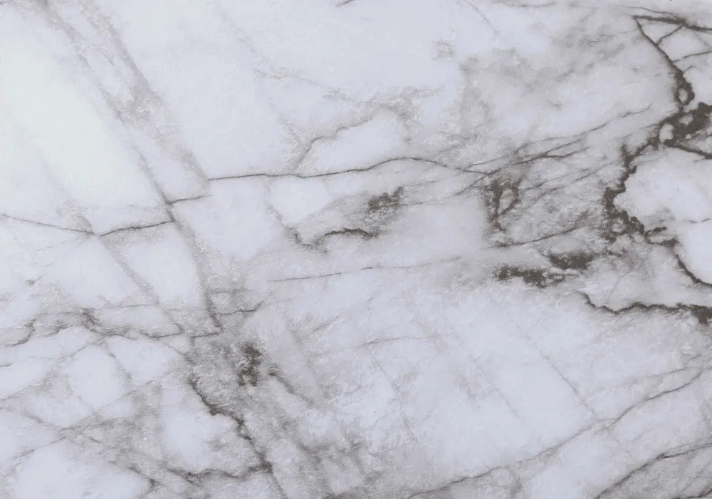 BUREAU D'ORDINATEUR - 48"L / MARBRE BLANC / COIN METAL NOIR ( Meuble Mtl )