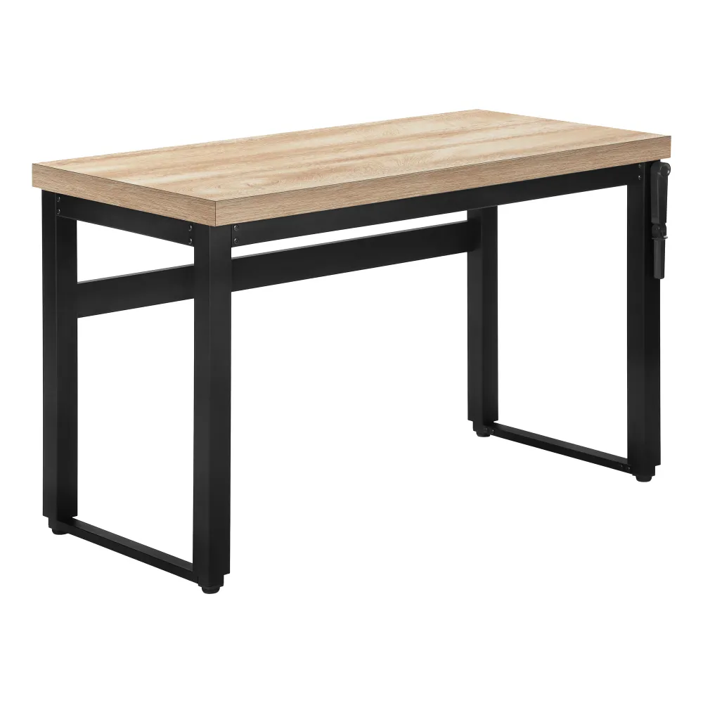 BUREAU D'ORDINATEUR - 48"L / NATUREL / HAUTEUR AJUSTABLE / METAL NOIR ( Meuble Mtl )