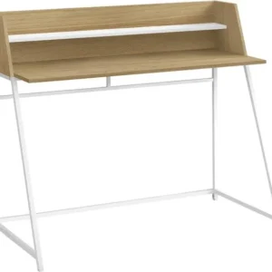 BUREAU D'ORDINATEUR - 48"L / NATUREL / MÉTAL BLANC