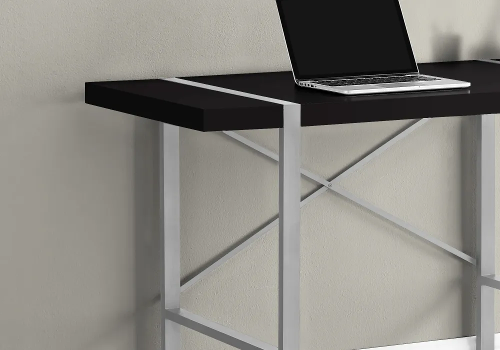 BUREAU D'ORDINATEUR - 48"L / NOIR / METAL ARGENT