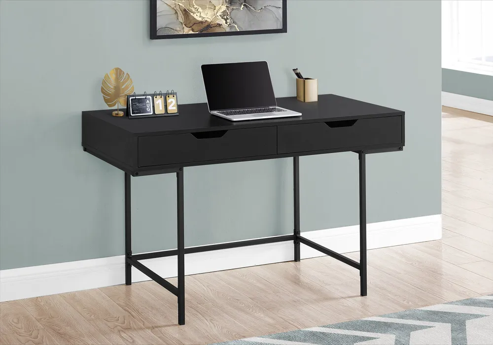 BUREAU D'ORDINATEUR - 48"L / NOIR / MÉTAL NOIR