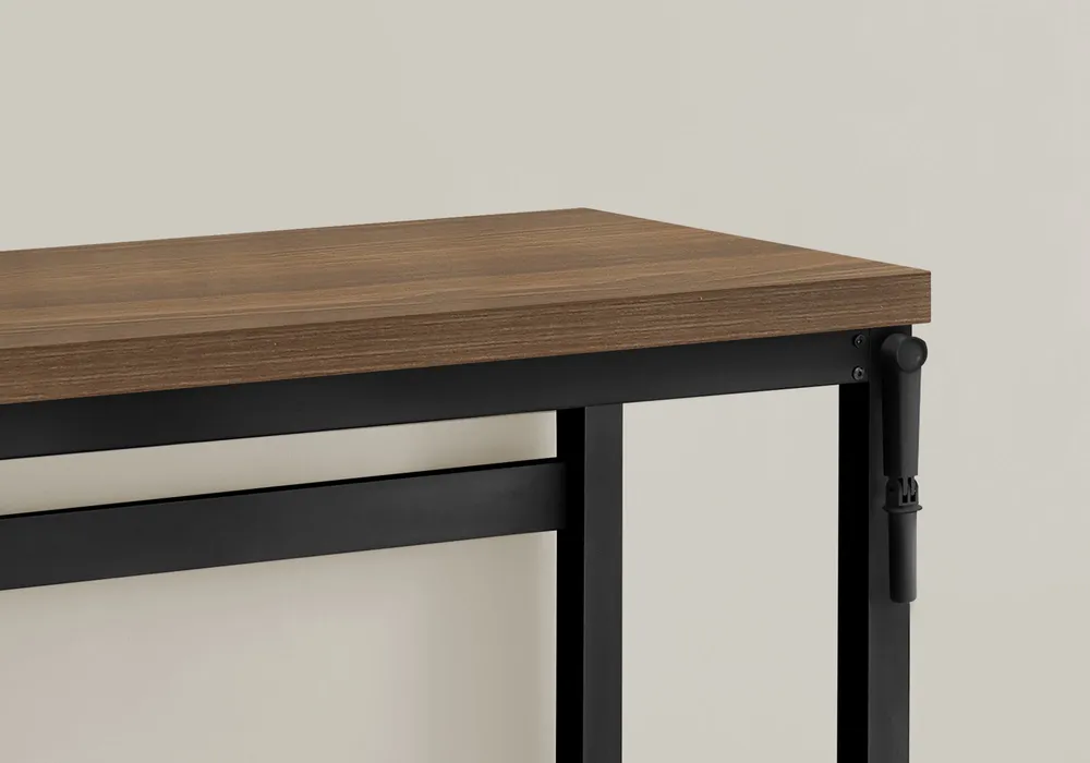 BUREAU D'ORDINATEUR - 48"L / NOYER / HAUTEUR AJUSTABLE / METAL NOIR