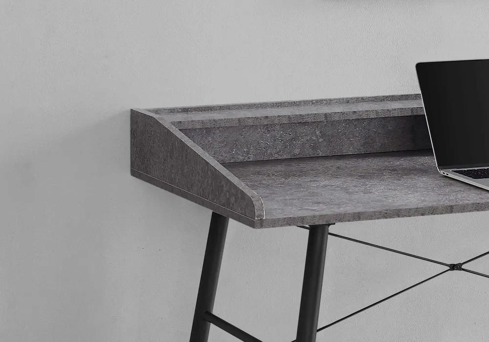 BUREAU D'ORDINATEUR - 48"L / SIMILI PIERRE GRIS / METAL NOIR ( Meuble Mtl )