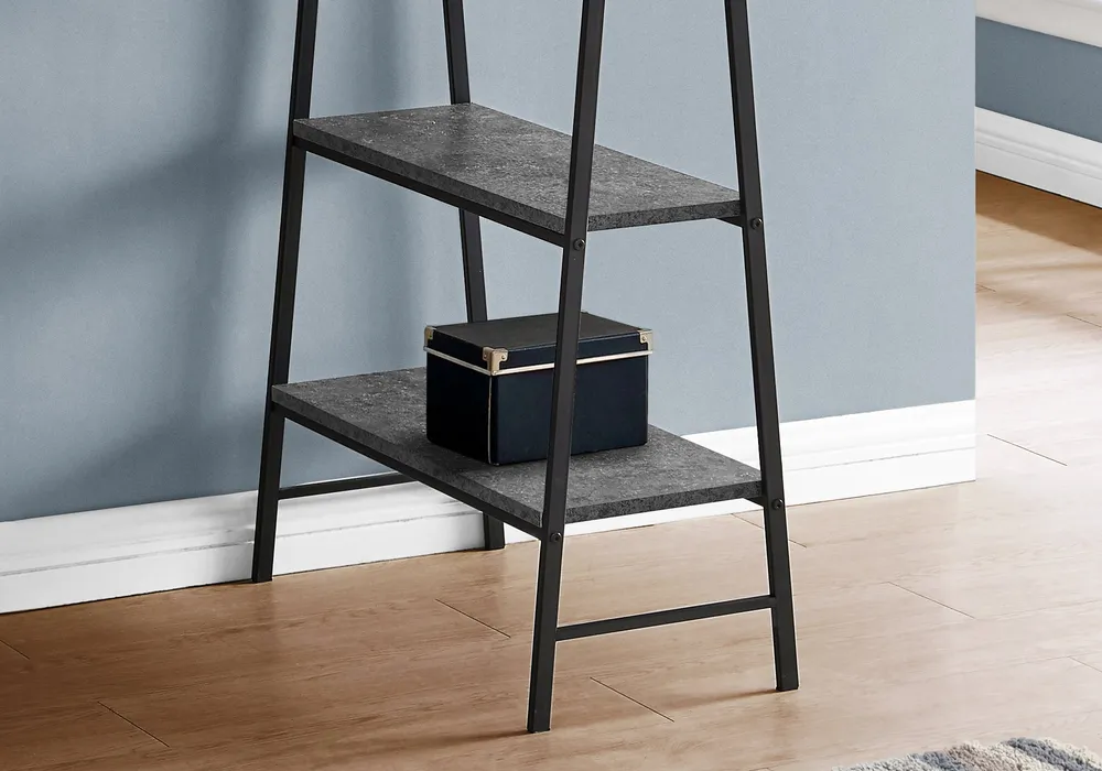 BUREAU D'ORDINATEUR - 48"L / SIMILI PIERRE GRIS / METAL NOIR