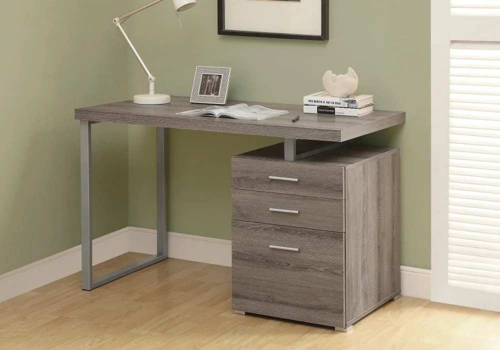 BUREAU D'ORDINATEUR - 48"L / TAUPE FONCÉ ORIENTATION GAUCHE OU DROITE