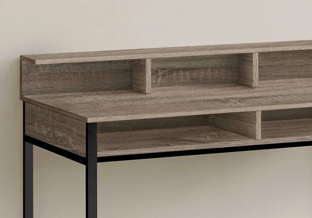 BUREAU D'ORDINATEUR - 48"L / TAUPE FONCE / HAUTEUR DEBOUT NOIR ( Meuble Mtl )