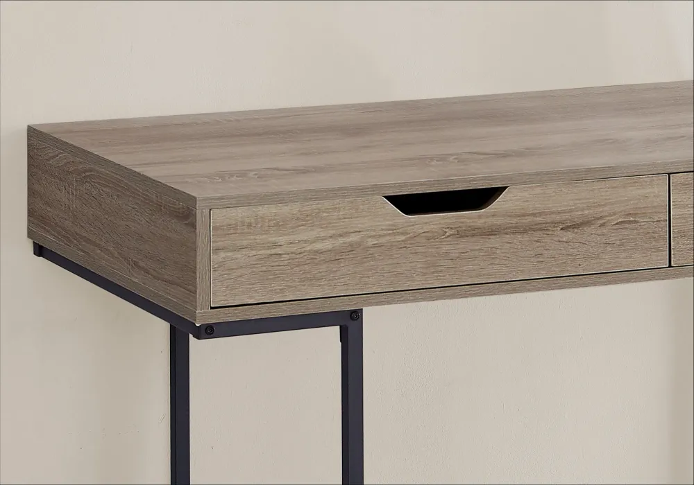BUREAU D'ORDINATEUR - 48"L / TAUPE FONCE / METAL NOIR