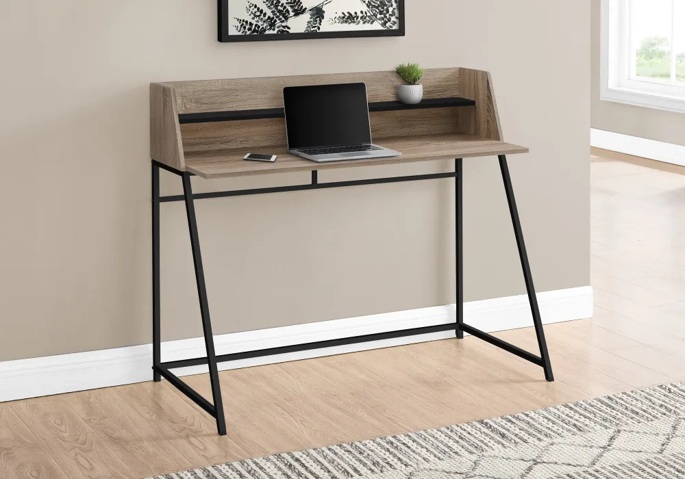 BUREAU D'ORDINATEUR - 48"L / TAUPE FONCE / METAL NOIR