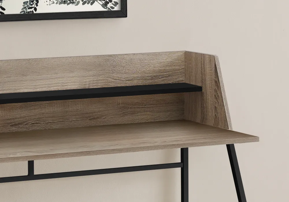 BUREAU D'ORDINATEUR - 48"L / TAUPE FONCE / METAL NOIR