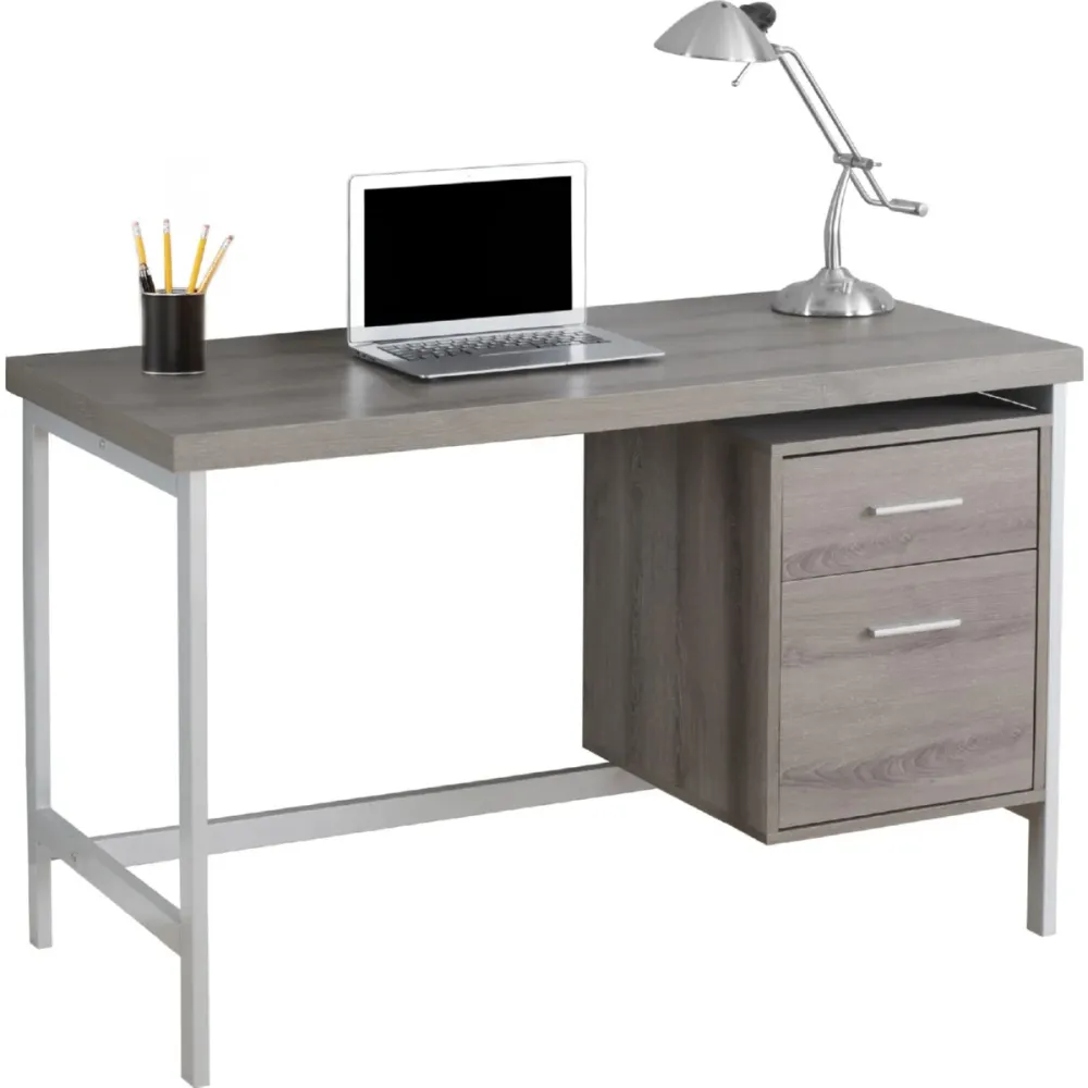 BUREAU D'ORDINATEUR - 48"L / TAUPE FONCE / METAL ARGENT
