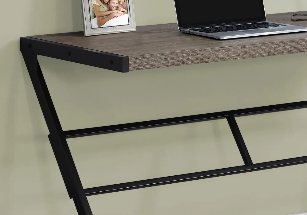 BUREAU D'ORDINATEUR - 48"L / TAUPE FONCE / METAL NOIR