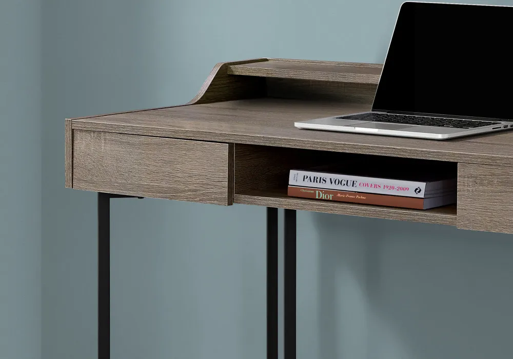 BUREAU D'ORDINATEUR - 48"L / TAUPE FONCE / METAL NOIR