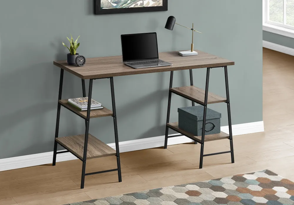 BUREAU D'ORDINATEUR - 48"L / TAUPE FONCE / METAL NOIR