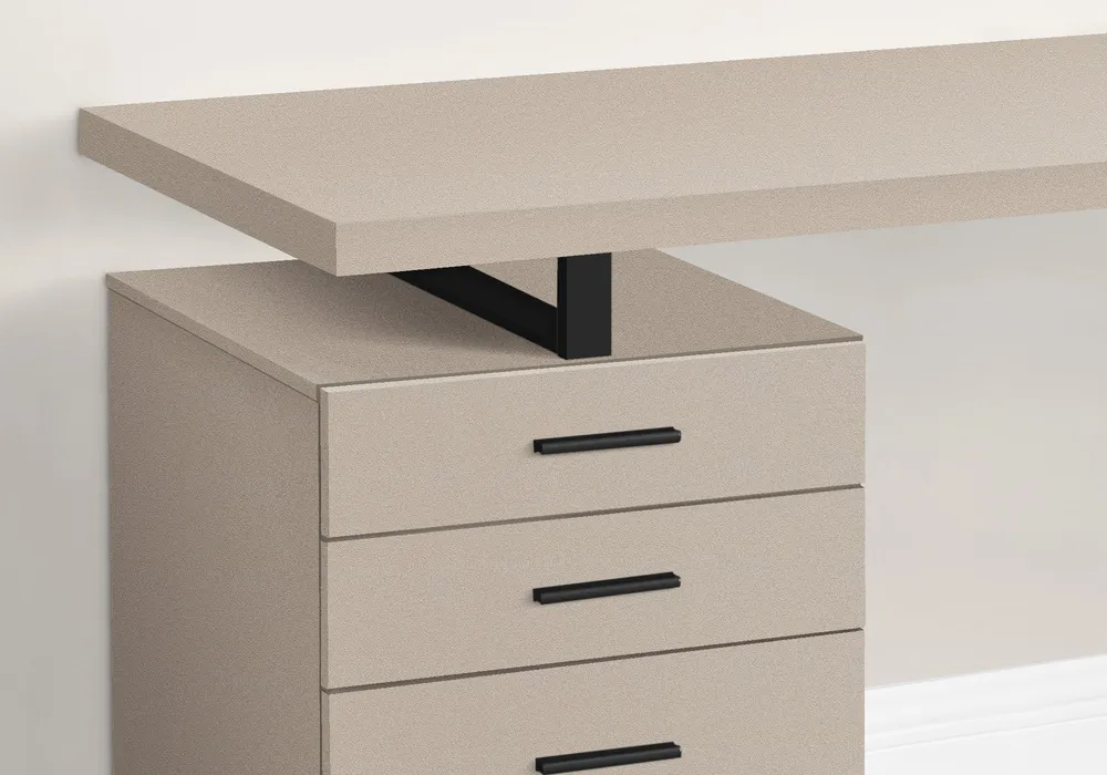 BUREAU D'ORDINATEUR - 48"L / TAUPE MODERNE / METAL NOIR / G/D