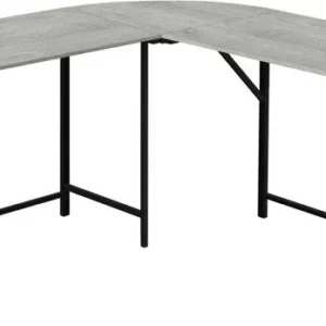BUREAU D'ORDINATEUR - 55"L / DESSUS GRIS / COIN METAL NOIR