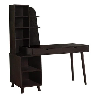 BUREAU D'ORDINATEUR - 55"L / ESPRESSO AVEC BIBLIOTHÈQUE