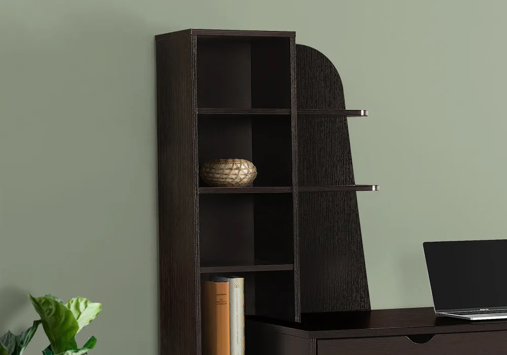 BUREAU D'ORDINATEUR - 55"L / ESPRESSO AVEC BIBLIOTHÈQUE
