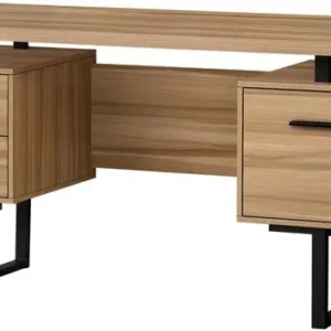 BUREAU D'ORDINATEUR - 60"L / BOIS DE RÉCUPÉRATION LÉGER / MÉTAL NOIR