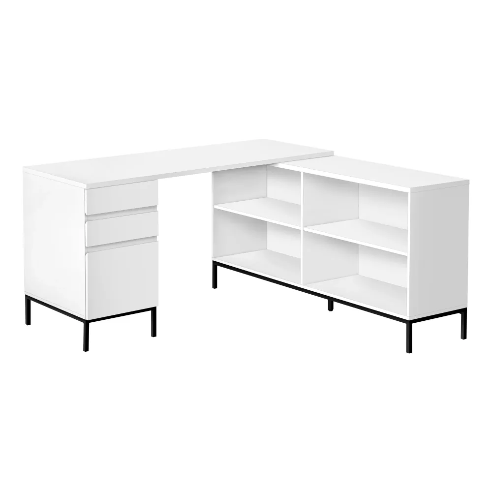 BUREAU D'ORDINATEUR - 60"L / COIN EN L BLANC ( Meuble Mtl )