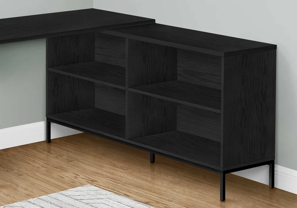 BUREAU D'ORDINATEUR - 60"L / COIN EN L CHÊNE NOIR ( Meuble Mtl )