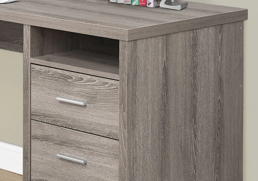 BUREAU D'ORDINATEUR - 80"L / TAUPE FONCÉ ORIENTATION GAUCHE OU DROITE