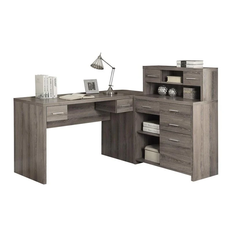 BUREAU D'ORDINATEUR - COIN DROIT OU GAUCHE TAUPE FONCÉ