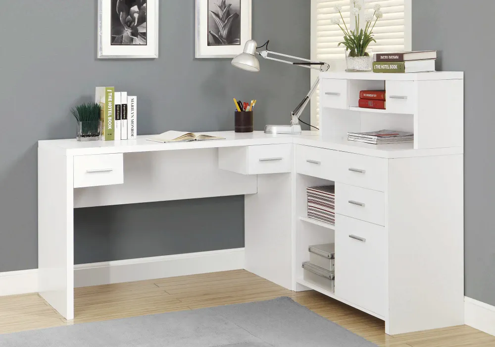 BUREAU D'ORDINATEUR - COIN GAUCHE OU DROIT BLANC