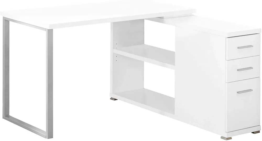 BUREAU D'ORDINATEUR - COIN TAUPE FONCÉ AVEC VERRE TREMPÉ