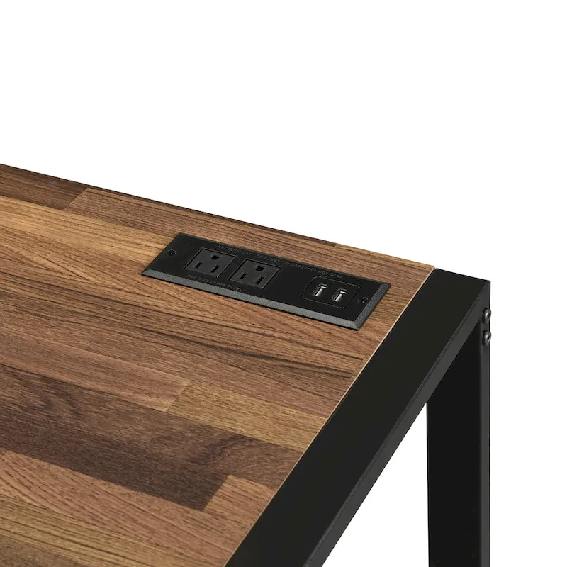 Bureau d'ordinateur contemporain en acier de 50 pouces avec ports USB de Furniture America