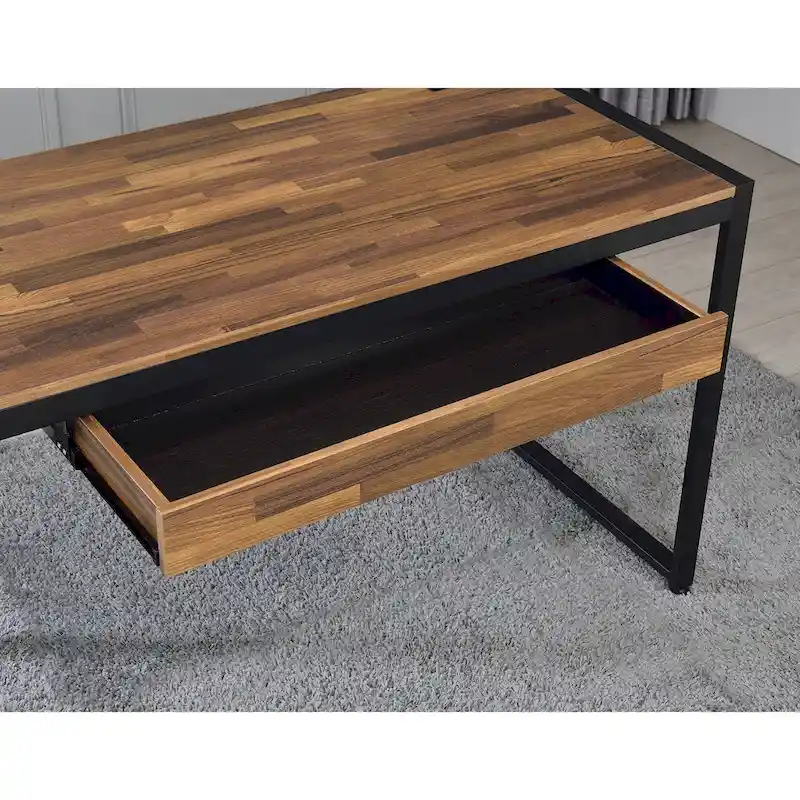 Bureau d'ordinateur contemporain en acier de 50 pouces avec ports USB de Furniture America