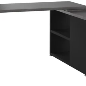 BUREAU D'ORDINATEUR - DESSUS NOIR / GRIS COIN GAUCHE/DROITE