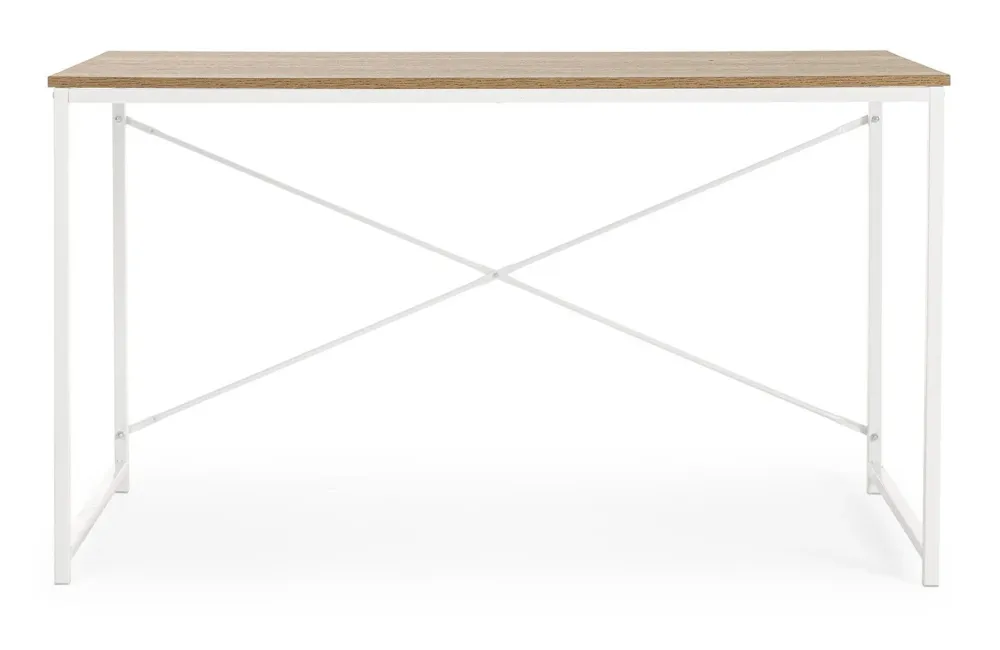 Bureau "Elettro" blanc, structure en acier peint, style moderne, 120 x 60 x 70 cm