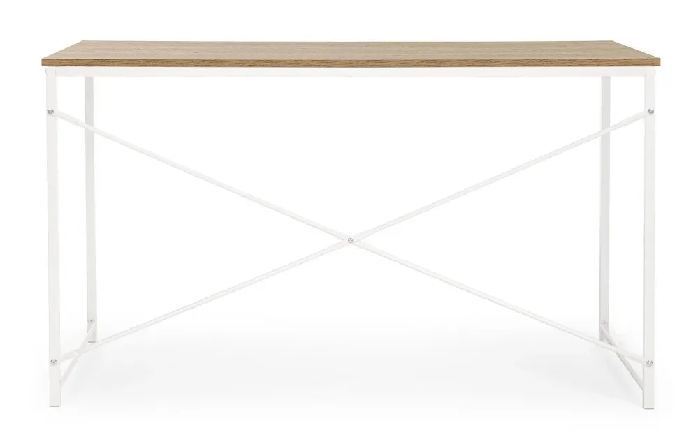 Bureau "Elettro" blanc, structure en acier peint, style moderne, 120 x 60 x 70 cm