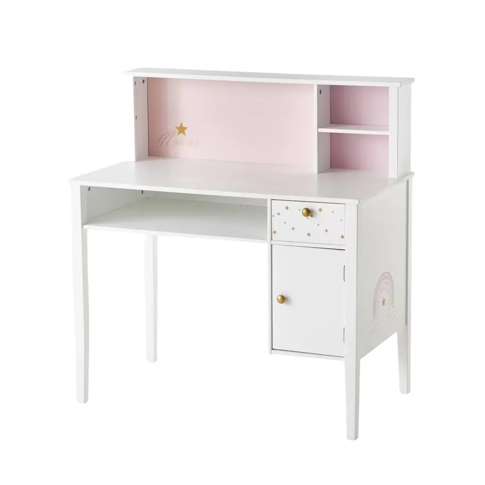 Bureau enfant VERTBAUDET Make wish blanc clair uni avec décor