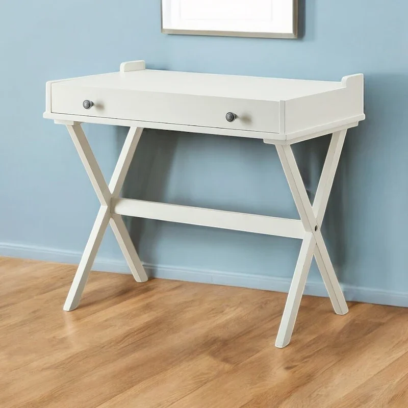 Bureau HomeRoots 34 en bois blanc vieilli avec plateau rabattable