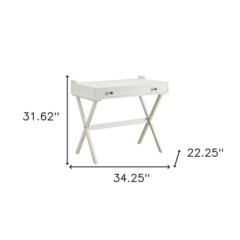 Bureau HomeRoots 34 en bois blanc vieilli avec plateau rabattable