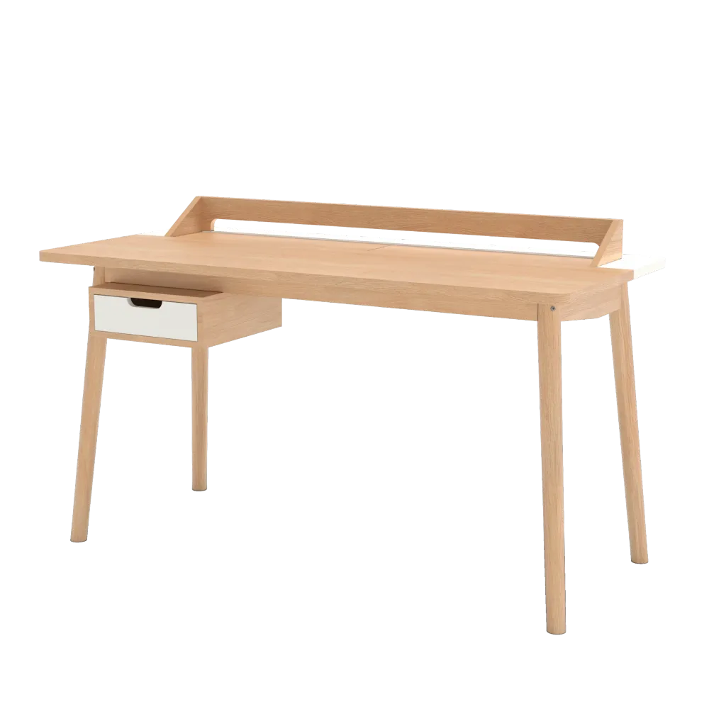Bureau Honoré, chêne naturel, laqué blanc