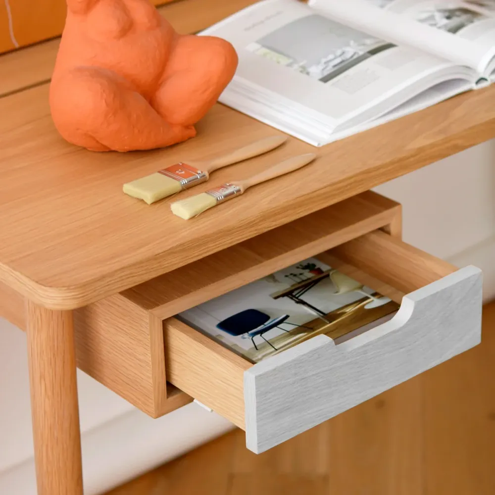 Bureau Honoré, chêne naturel, laqué blanc