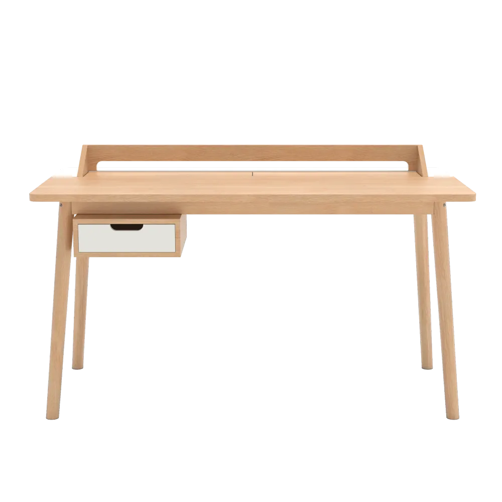 Bureau Honoré, chêne naturel, laqué blanc