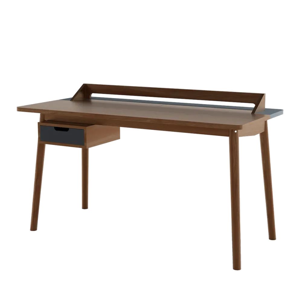 Bureau Honoré, noyer, laqué gris ardoise