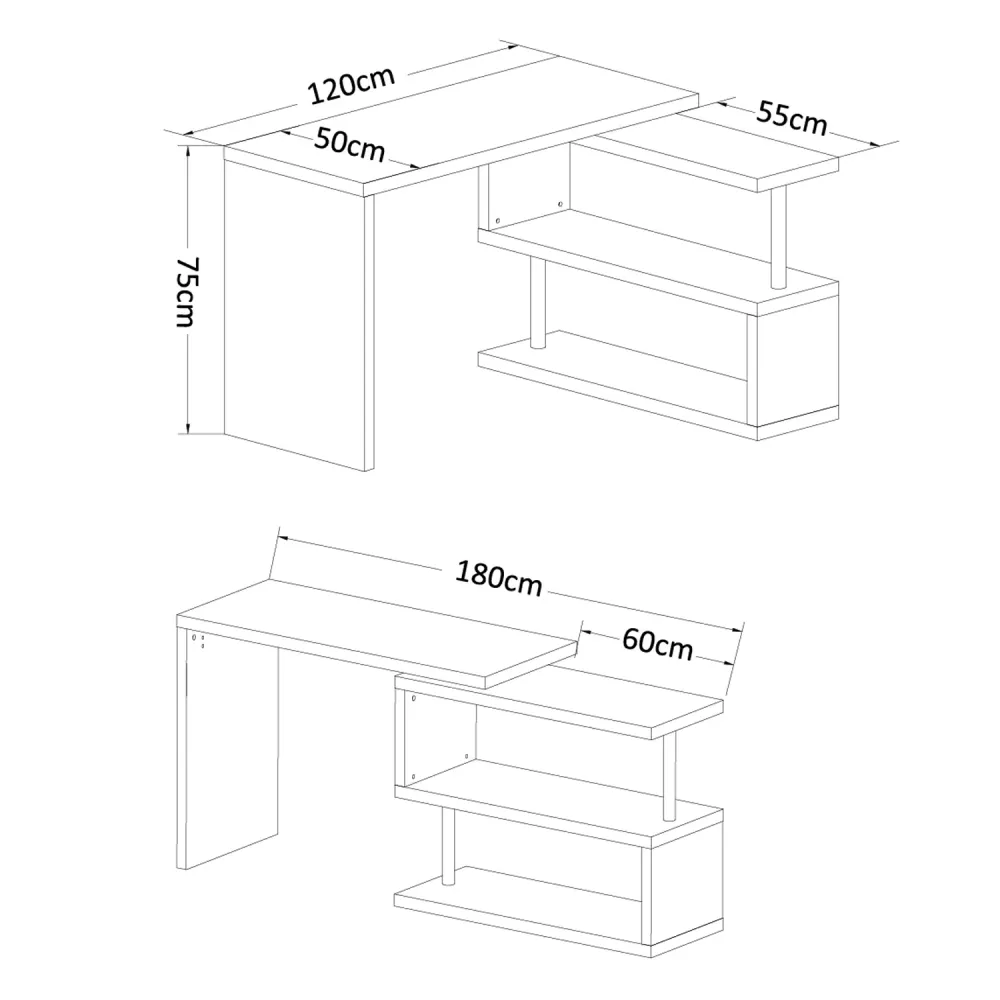 Bureau informatique table informatique table de salle à manger modulable avec bibliothèque adjacente design contemporain m...