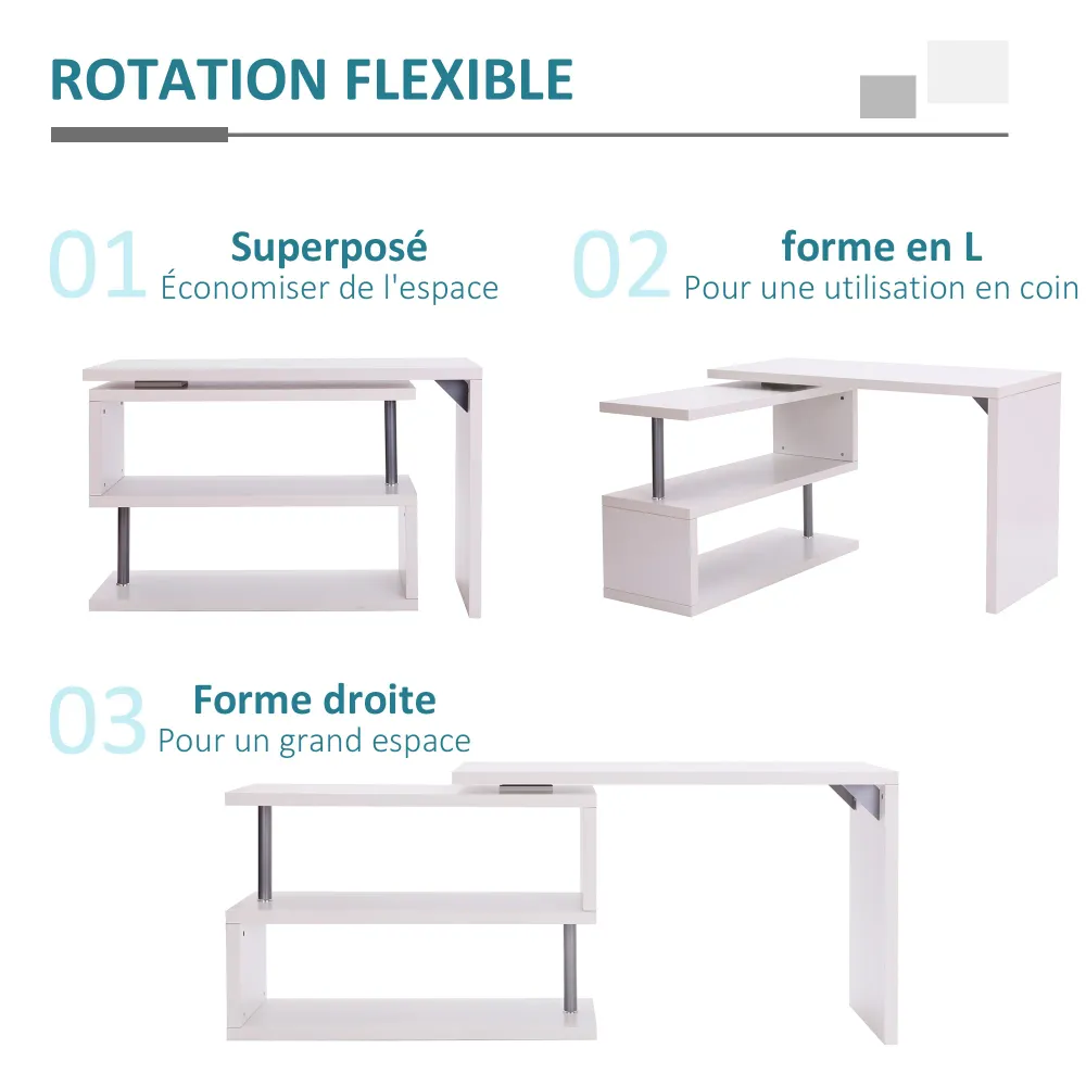 Bureau informatique table informatique table de salle à manger modulable avec bibliothèque adjacente design contemporain m...