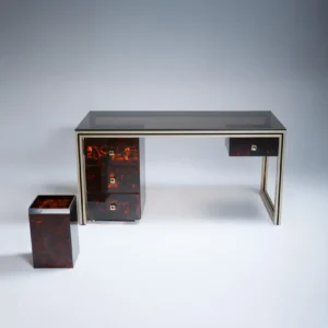 BUREAU EN LUCITE ÉCAILLES DE TORTUE, 1970s