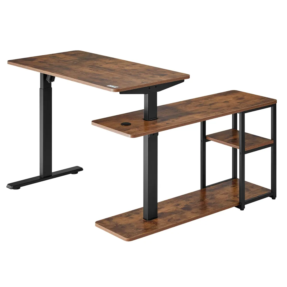 Bureau élévateur électrique Ergo Office, hauteur max. 121cm, max. 70 kg, avec plateau et étagères, pour debout et assis, b...