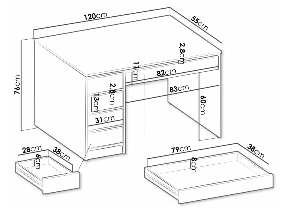 Bureau MOBILIER 1 Comfivo 312 (Blanc)