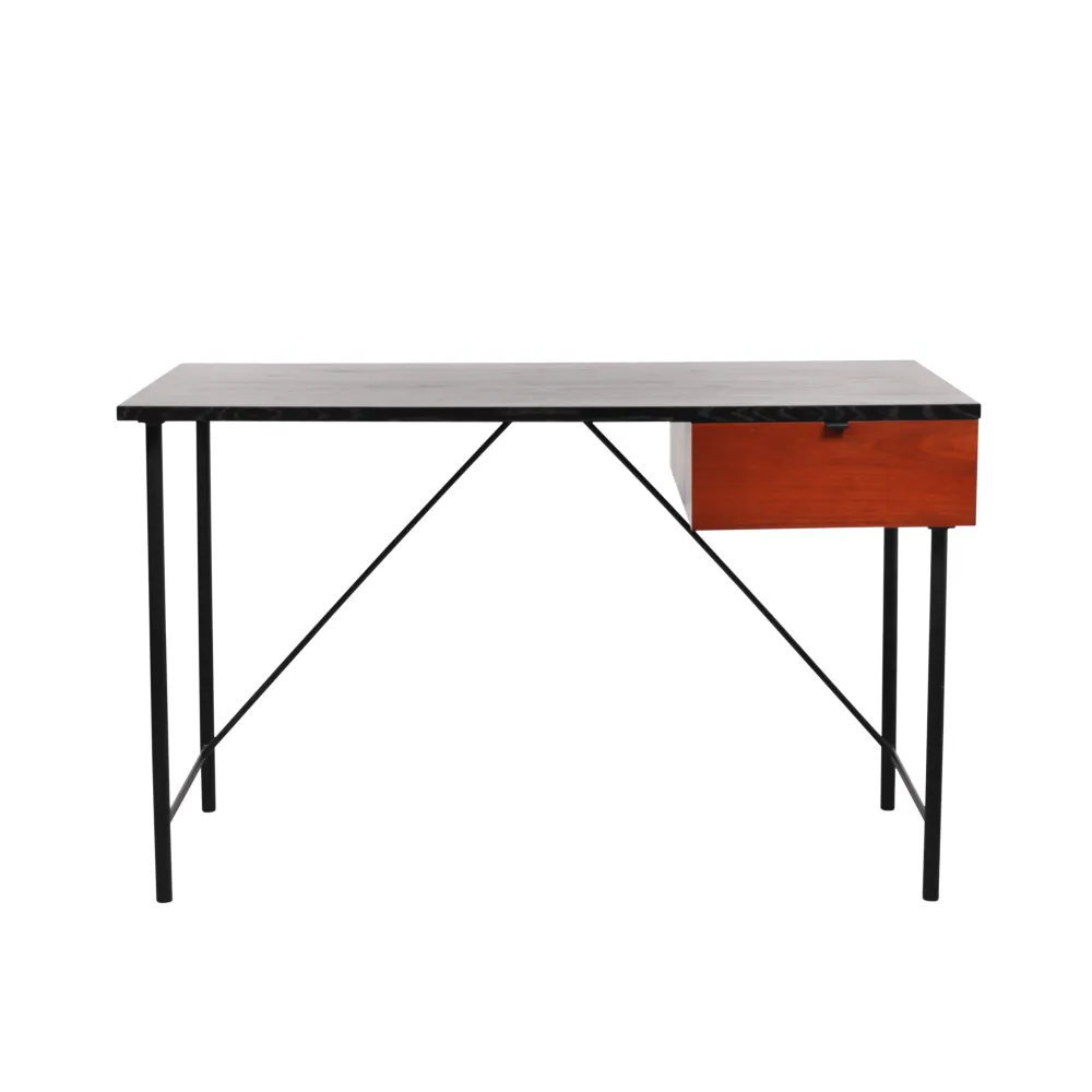 Bureau Noir avec Tiroir - Philip - Noir/Noyer