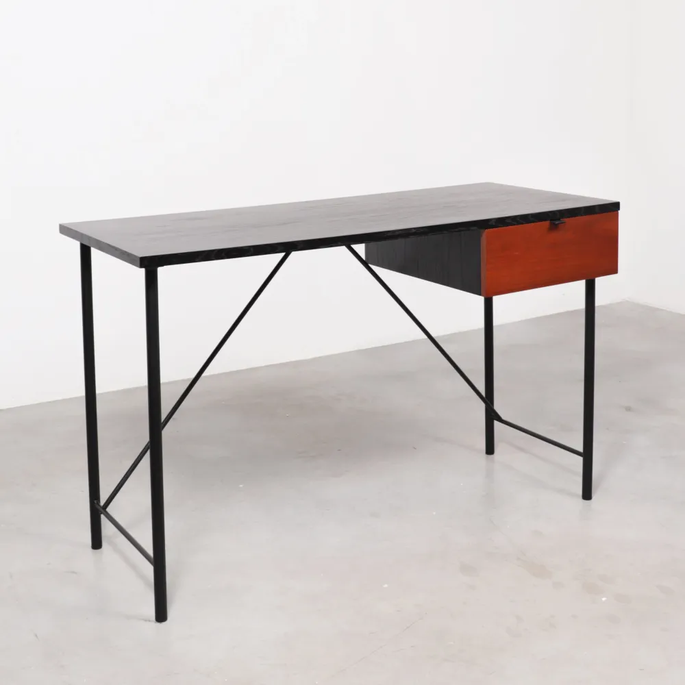 Bureau Noir avec Tiroir - Philip - Noir/Noyer