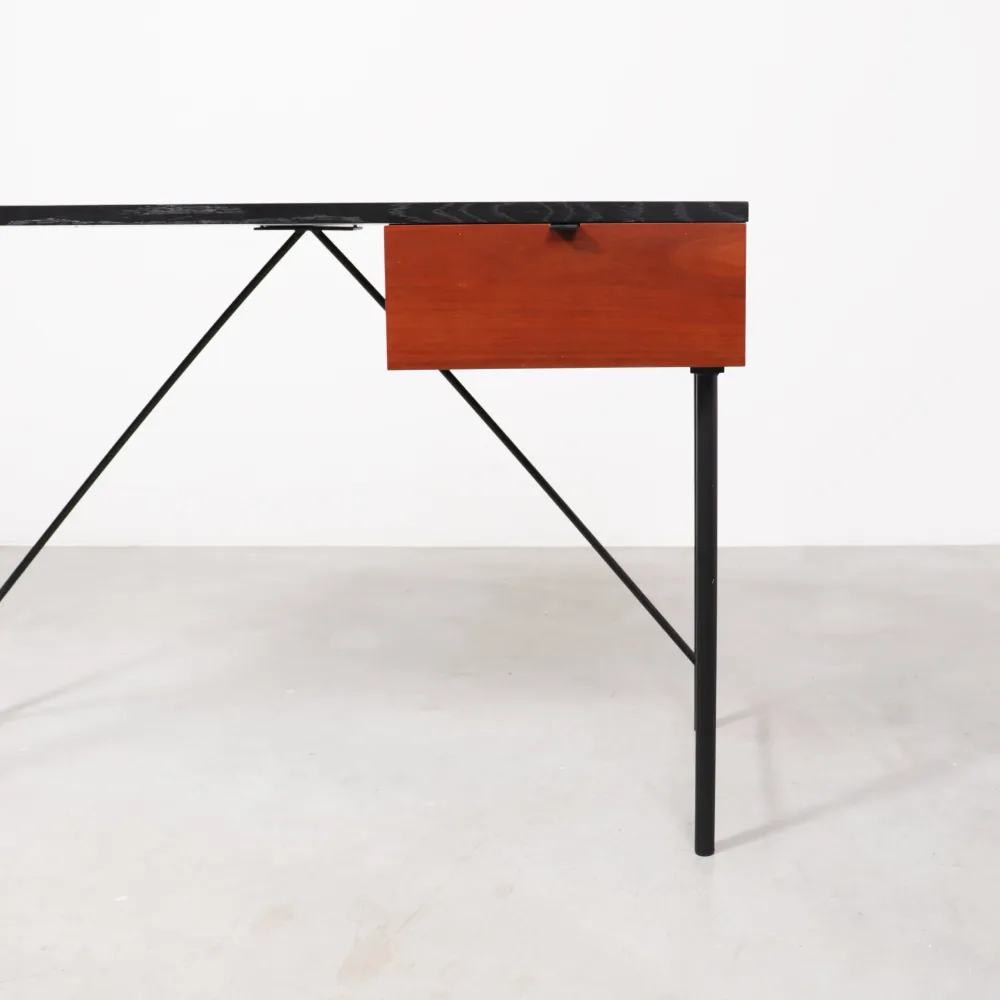Bureau Noir avec Tiroir - Philip - Noir/Noyer