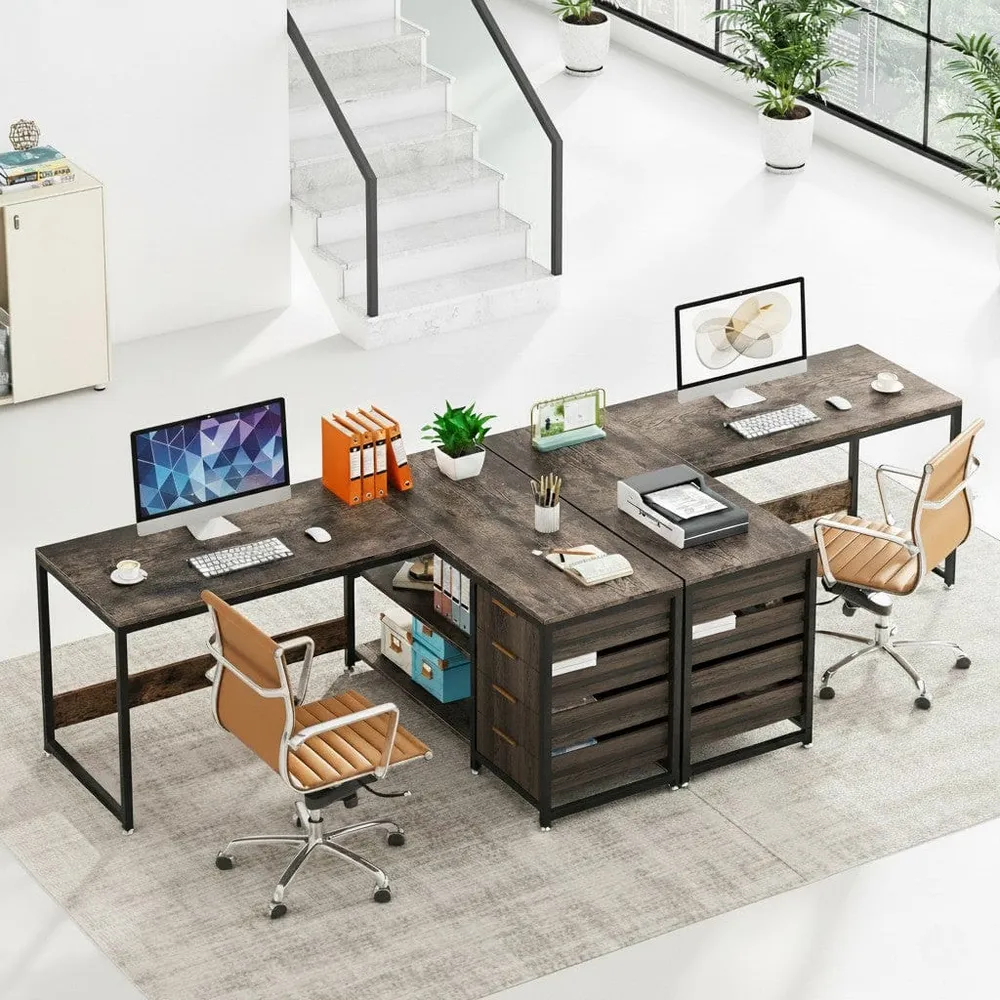 Bureau d'Angle en L 150 cm avec Rangements et Tiroirs Intégrés BUREAU NOMADE